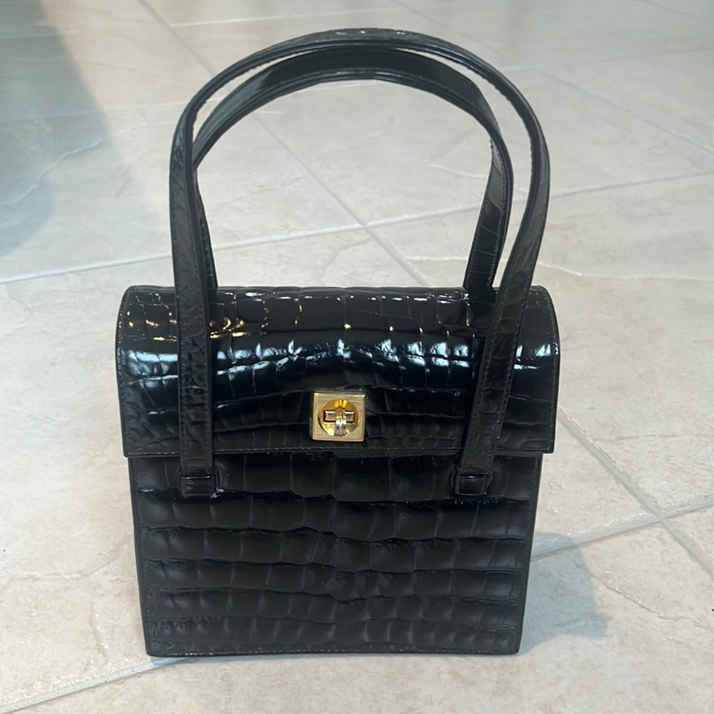 vintage leather evening bag made in france